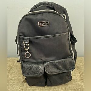 Itzy Ritzy Boss Bag Diaper Backpack Black with Silver Zipper